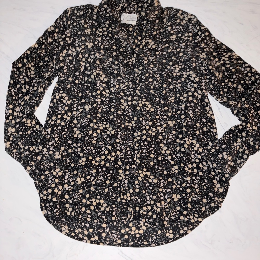 J. Crew classic fit 100% silk shirt in fall garden floral. Size 4 ditsy - Picture 3 of 6
